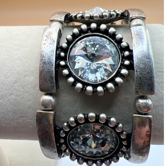 Stainless Steel Feather Necklace & Rhinestone Bracelet Set. B95 - Picture 6 of 12